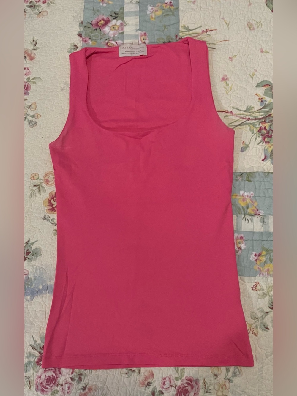 Zara Bright Pink Scoop Neck Tank Top